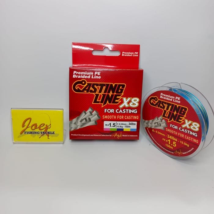 Casting Line X8 PE#1,5 - 34Lb Multicolour Benang Pancing Senar PE - 150 meter