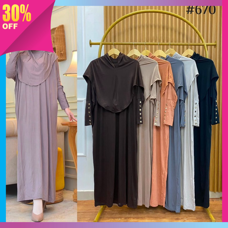 Baju Murah Bahan Premium / Fatimah Gamis Oneset Hijab Wanita Katun Rayon