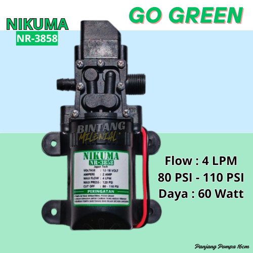 Pompa Air Elektrik - Dinamo Pompa DC 12v Nikuma NR 3858 Otomatis bertekanan tinggi