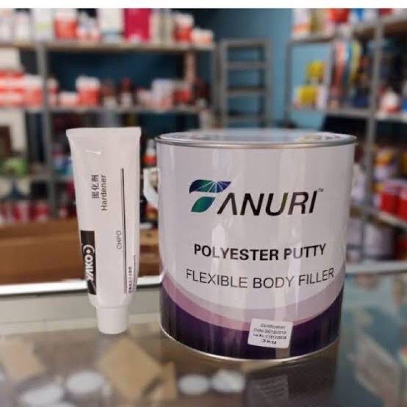 Dempul TANURI 3kg + Hdr- Warna Putih- Dempul Besi Kayu Plastik