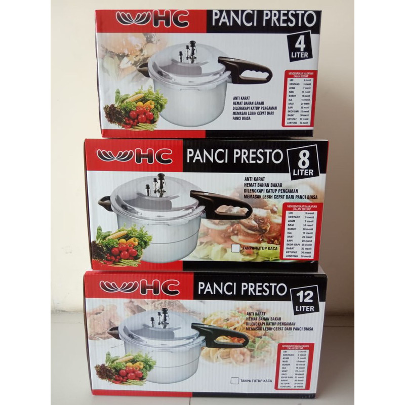 HC Panci Presto 4 liter 8 L Stainless Steel Anti Lengket Steamer Presssure Cooker Happy Call 4L 8L 4