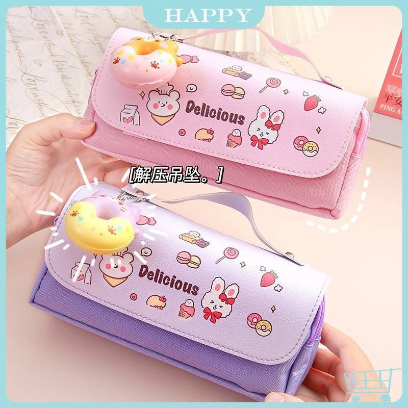 

[ COD✅Ready ] Tas Pensil Murid Lucu/Tas pensil kapasitas besar/ dengan aksesori Stress Relief bahan tahan air/Berbagai pilihan