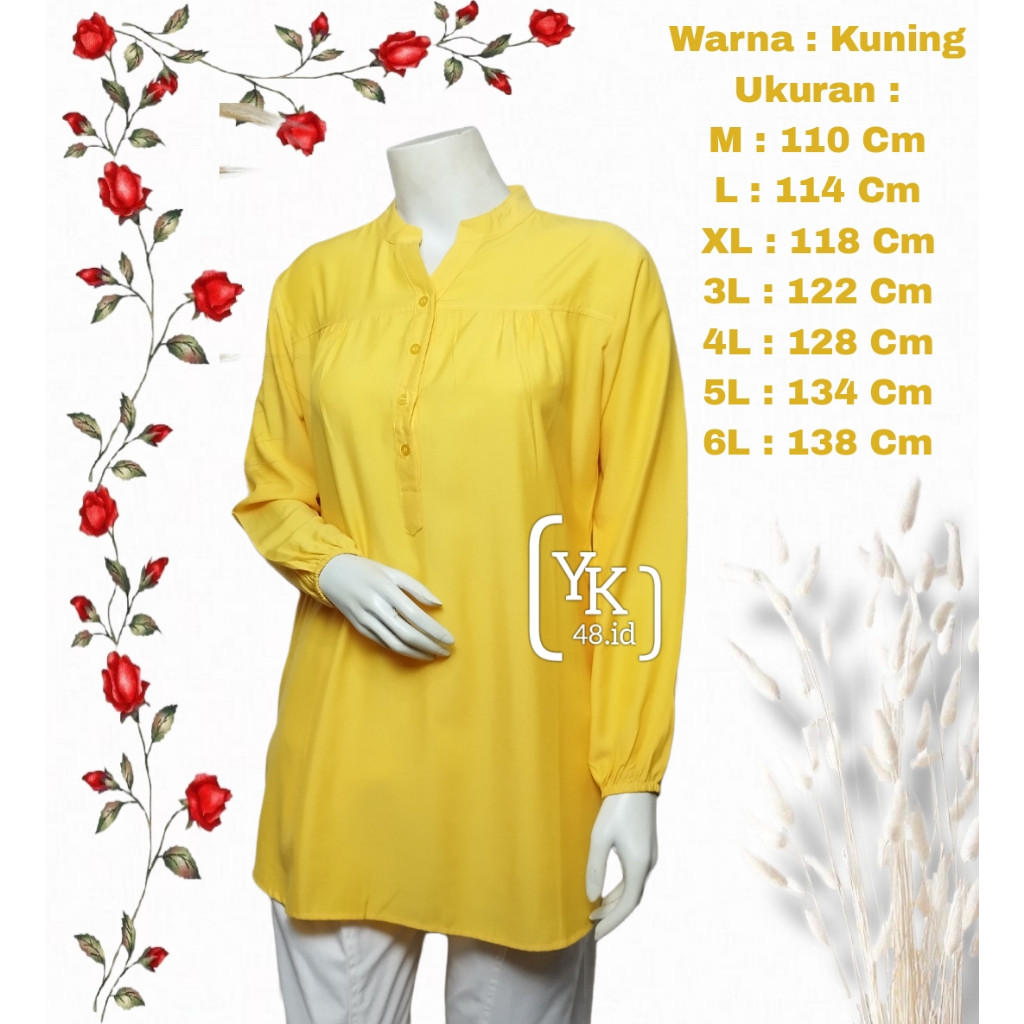 MUNIKSOSHOP  Blouse Kuning - Blouse Polos - COD  - Blouse Premium - Blouse Katun - Blouse Wanita Len
