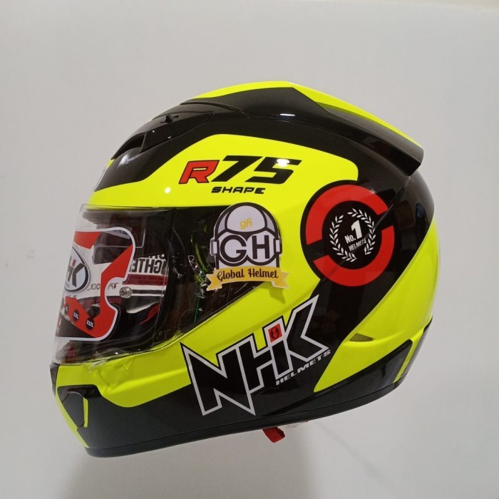 HELM FULLFACE NHK GP1000 NHK GP-1000 MOTIF R75 R -75 YELLOW FLUO BLACK