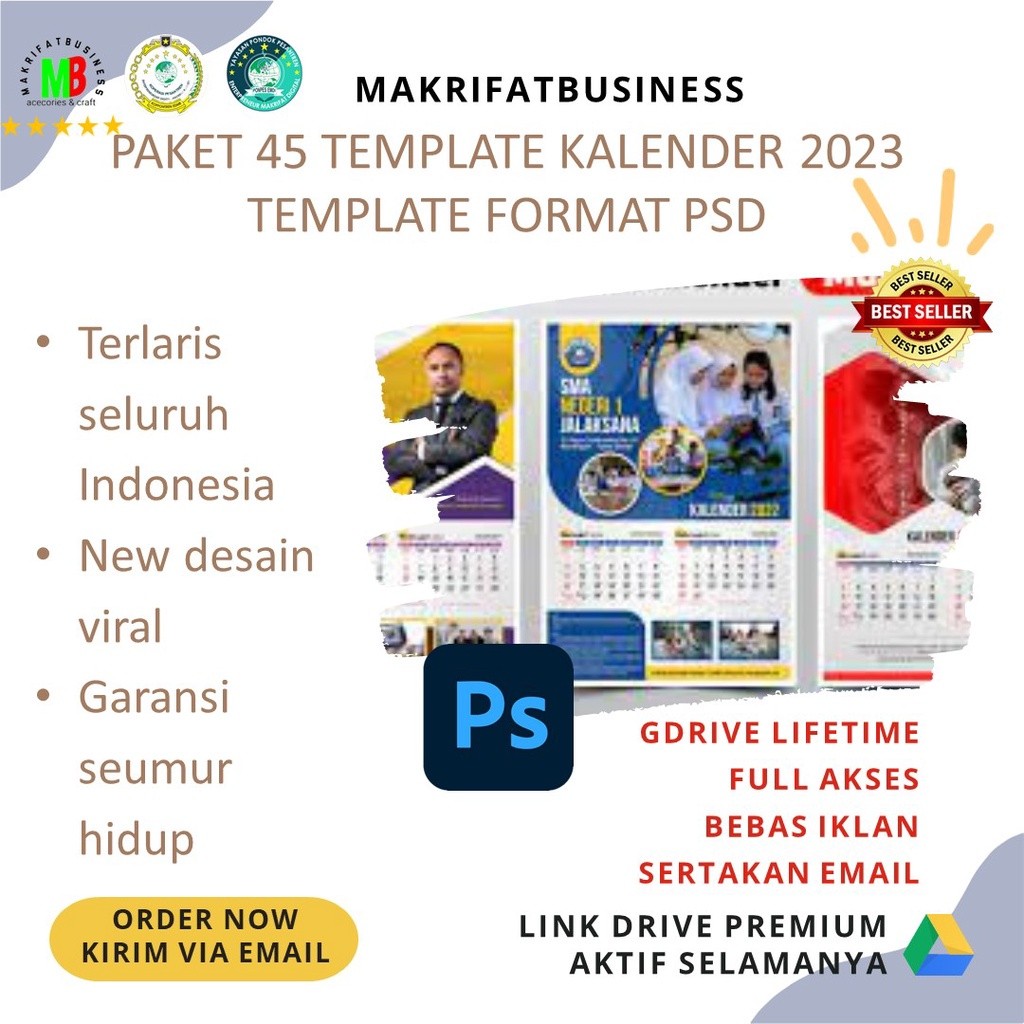 IMRON PRIBADI DESAIN PAKET 45 TEMPLATE KALENDER 2023 PHOTOSHOP BISA GANTI WARNA, FONT, UKURAN BAHAN 