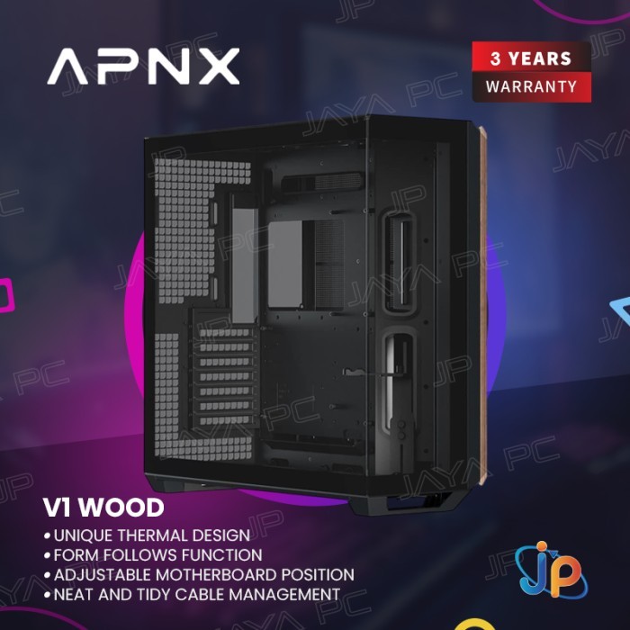APNX V1 Wood Mid Tower Case - Tempered Glass Casing