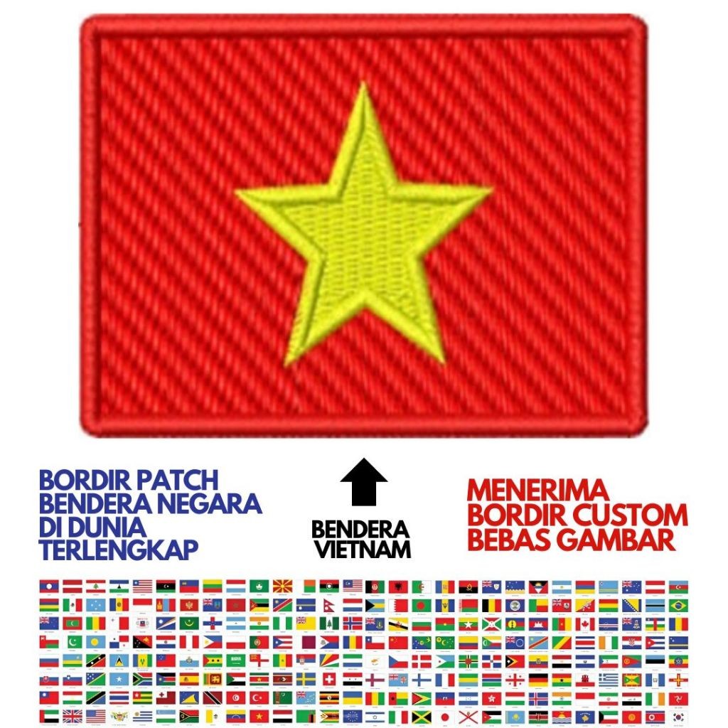 NEAR PATCH BORDIR BET FLAG / BENDERA BENUA ASIA NEGARA VIETNAM