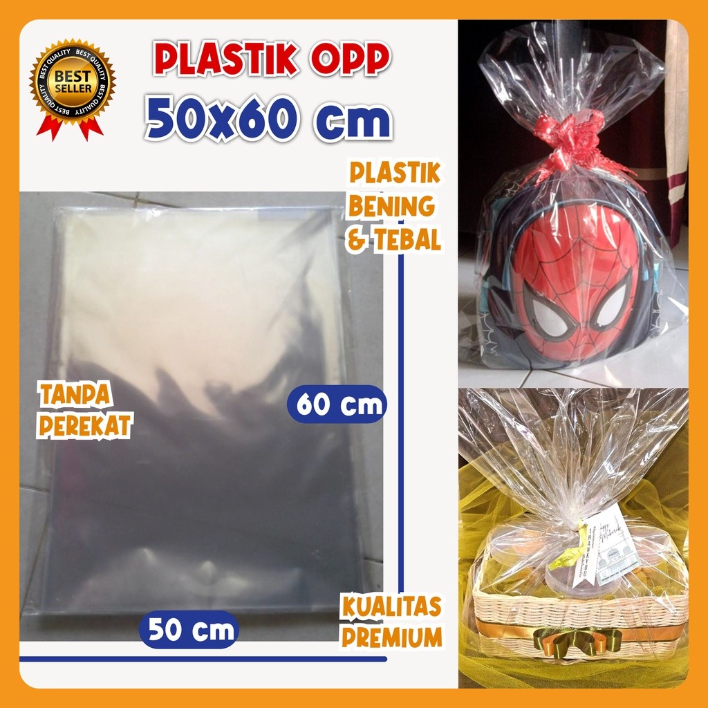 

PLASTIK OPP 50x60 cm Tebal Bening / Plastik Buket Transparan Jumbo Kaca Hampers Parcel Souvenir Bungkus Wraping Bucket Natal Idul Fitri Unike