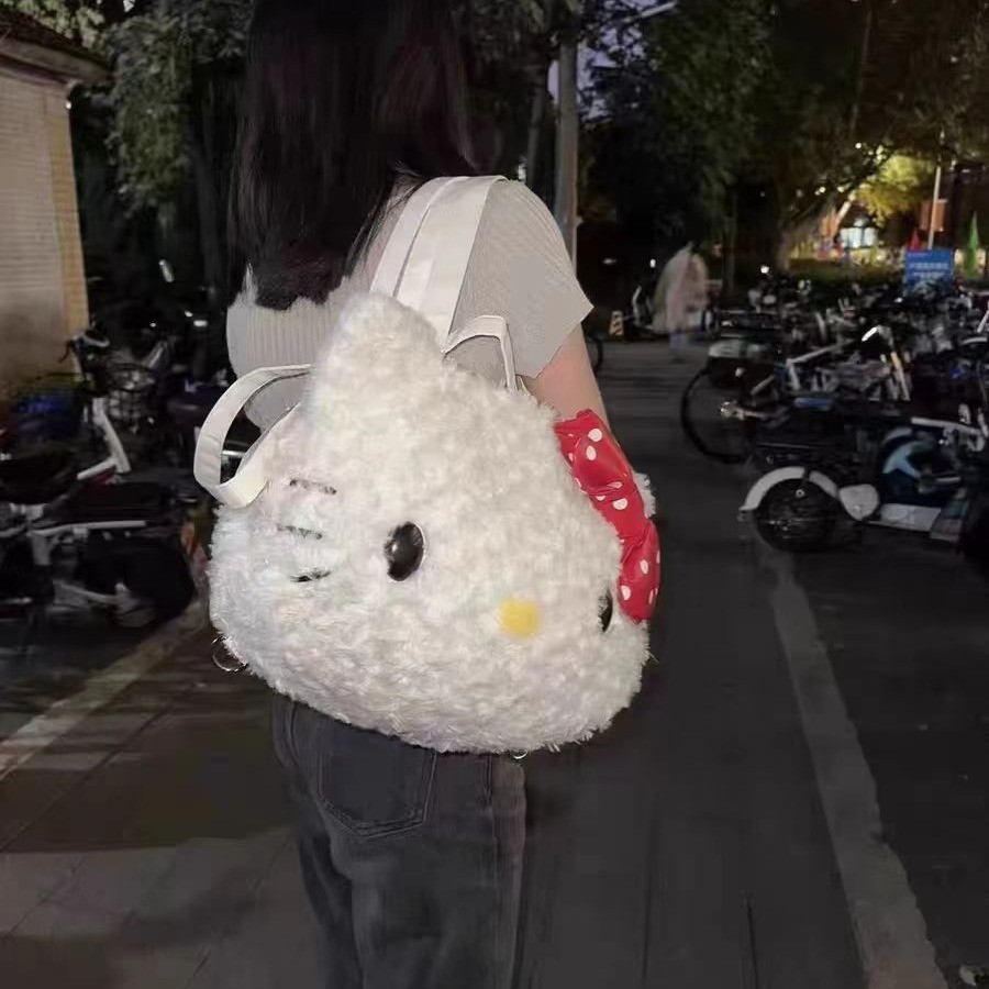 

Anime Hello Kitty Cute Plush Shoulder Bag Messenger Cartoon Crossbody Bowtie Tote