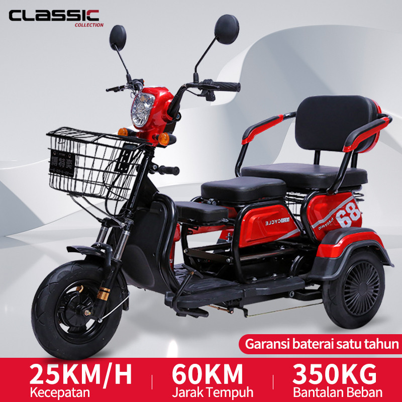 terbaru Sepeda roda tiga listrik/Sepeda listrik// Sepeda Motor Listrik 3/skuter untuk lansia