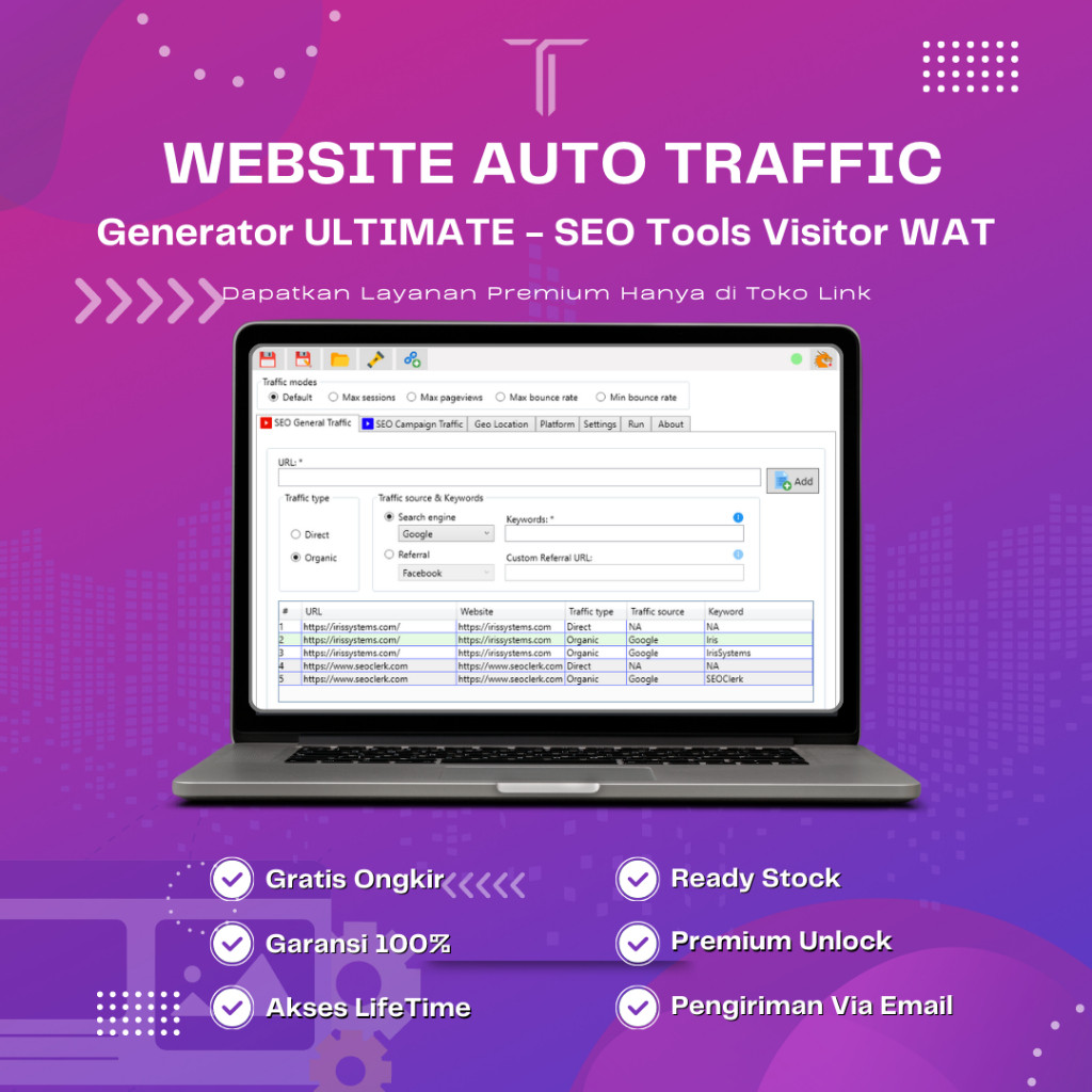 WEBSITE AUTO TRAFFIC Generator ULTIMATE - SEO Tools Visitor WAT Termurah - TokoLink
