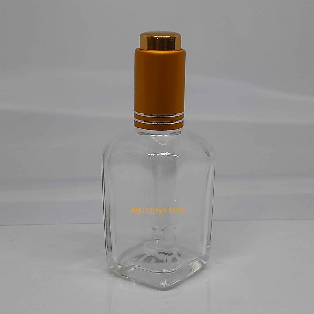 Botol 50 ml Square Clear Pipet Press / Botol Serum / Botol Pipet / Botol Kaca Kosmetik