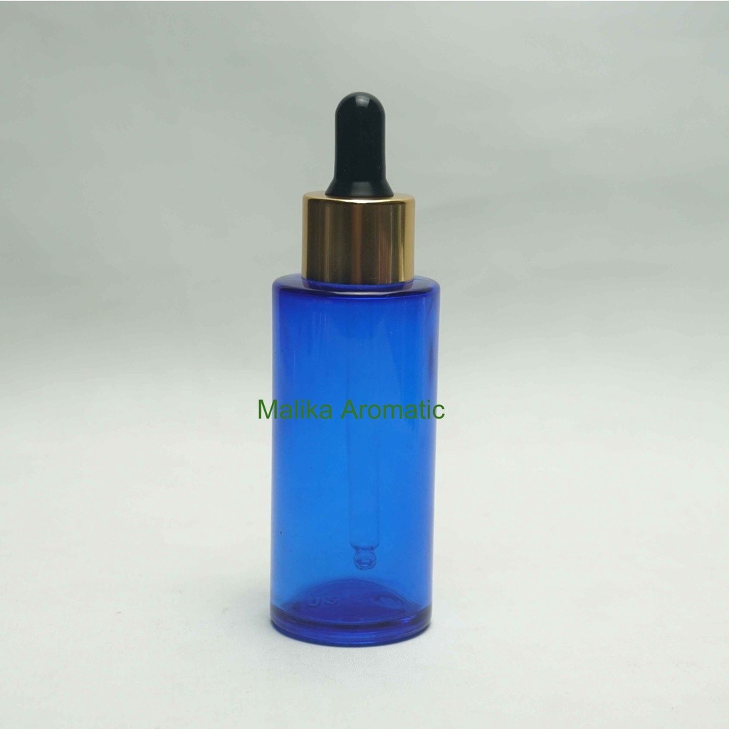 Serum 50 ml RF Biru Original Pipet Gold Chrome / Botol Pipet Karet / Botol Serum / Botol Kaca Kosmet