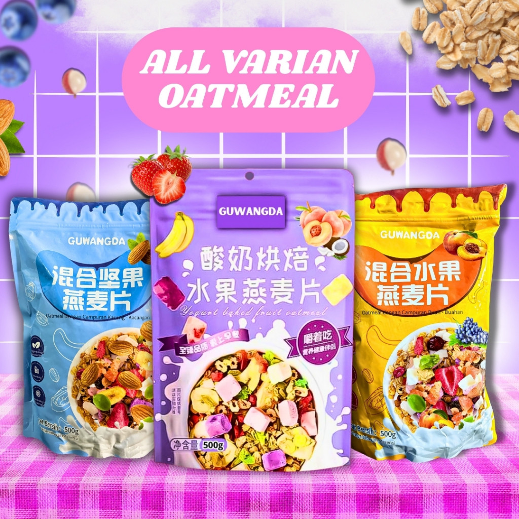 

GUWANGDA All Varian Mixed Oatmeal Granola Fruits Yoghurt Minuman Sereal Menyehatkan 500gr