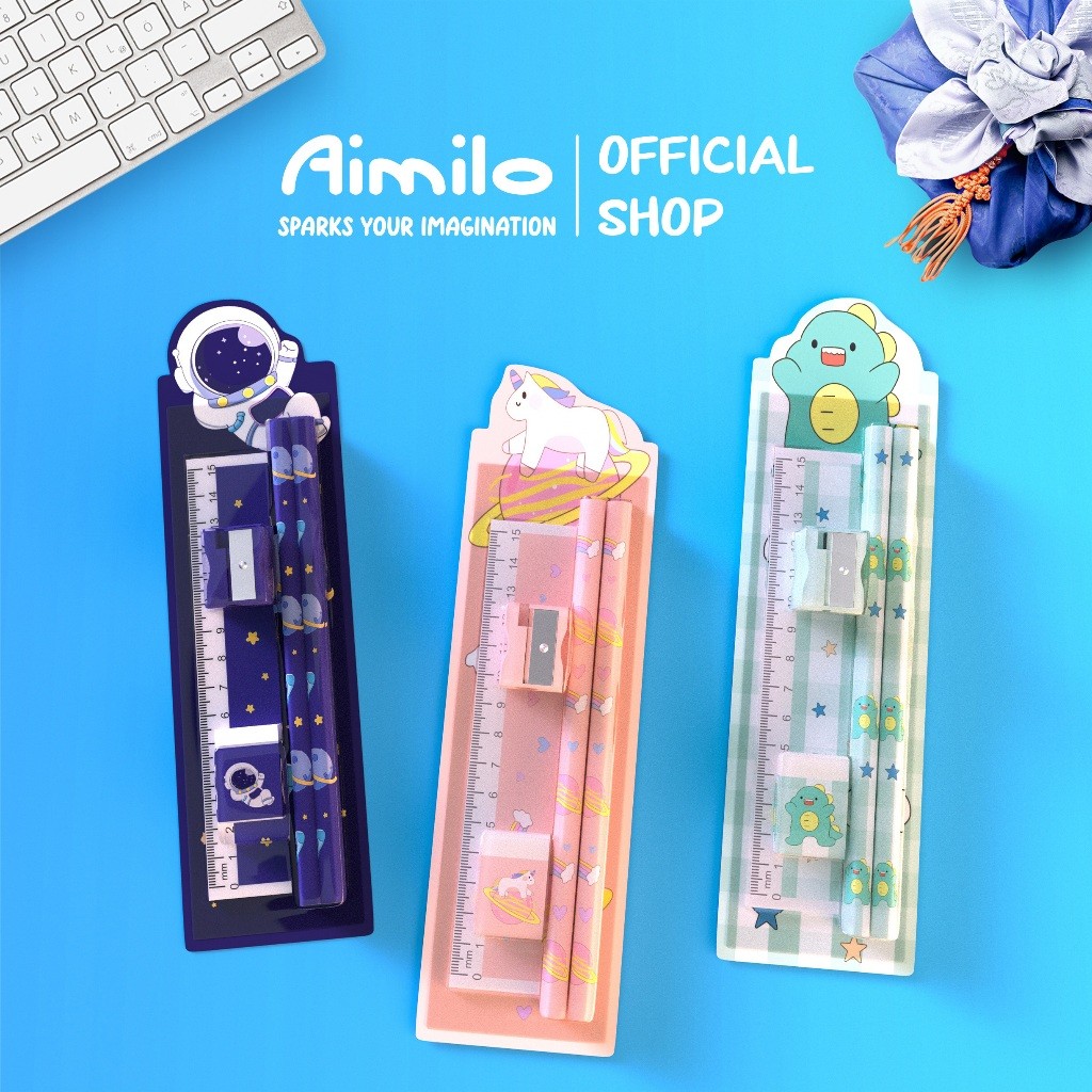 

[READY] Aimilo 5in1 Pensil Set Alat Tulis Anak Lucu Dan Penghapus Untuk Tempat Pensil Buku Tulis Sekolah edit