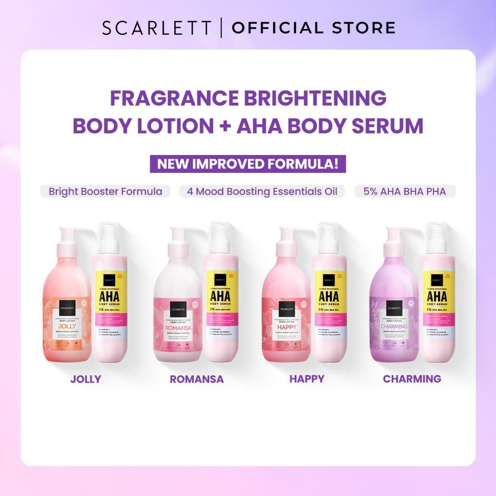Scarlett Bundle New Lotion Mood Booster + Intense AHA Body Serum 5% AHA BHA PHA