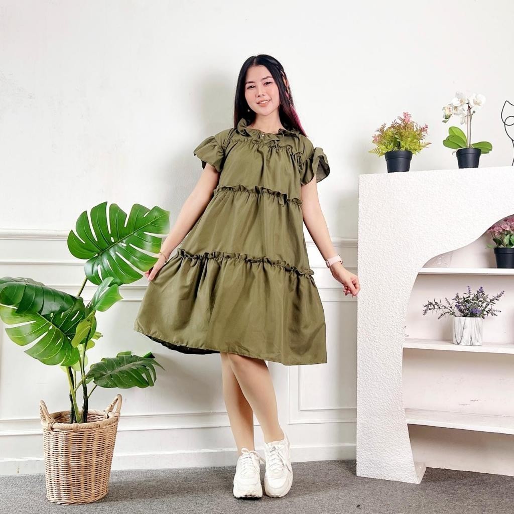 NEYDA - ZEC Dress MIRA DOLLY RUFFLE Midi Top / Dress Rampel / Midi Dress Kekinian Terbaru Ruffle / D