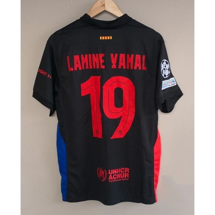 JERSEY BAJU BOLA BARCA BARCELONA AWAY 2024/2025 FULL PATCH NAMESET GRADE ORII