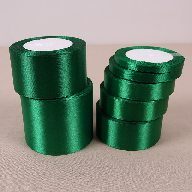 

25yards/roll Green Silk Satin Ribbon Wedding Party Home Decoration Gift Apparel Sewing Fabric Bow Material DIY Hair Accessories