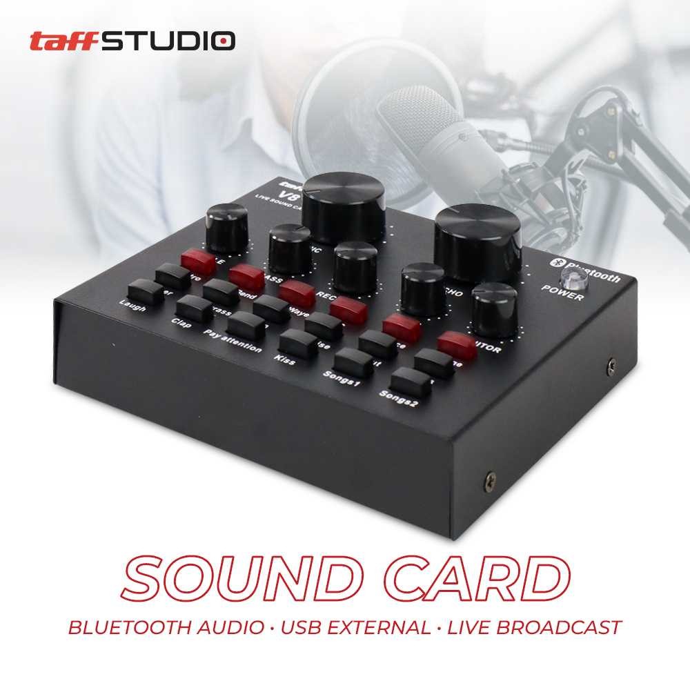 TaffSTUDIO V8 Bluetooth Audio USB External Sound Card Live Broadcast / Soundcard v8 Mixer External S