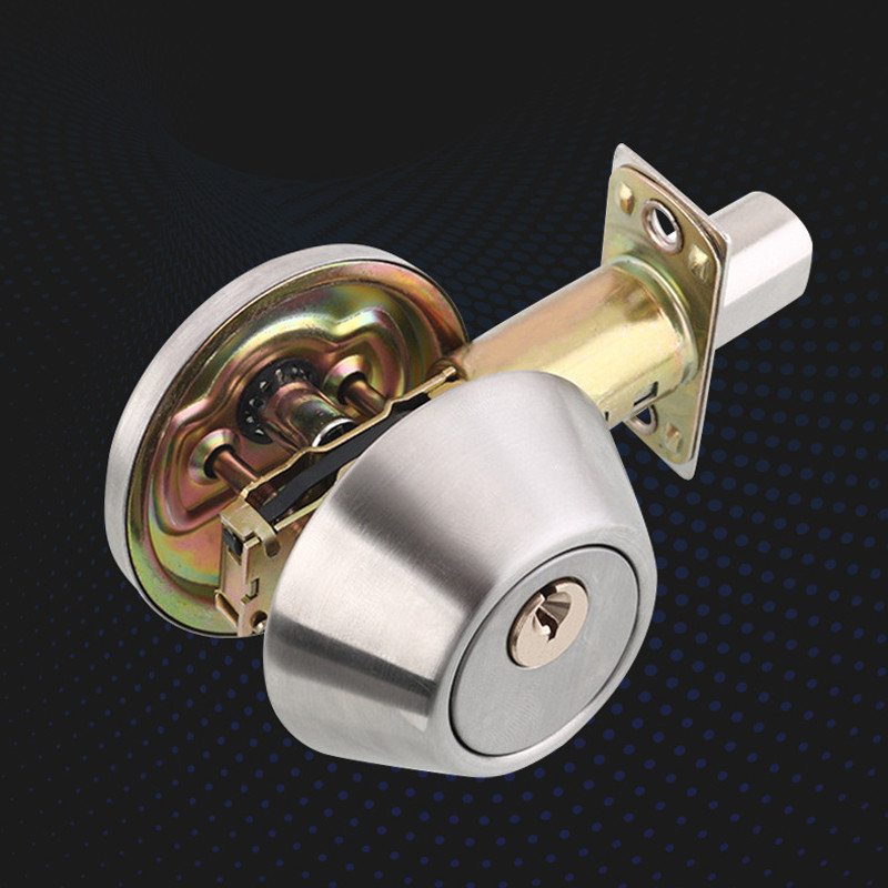 Deadbolt Kunci Tambahan Solid Perak Stainless Kunci Tambahan Pintu Kayu Rumah
