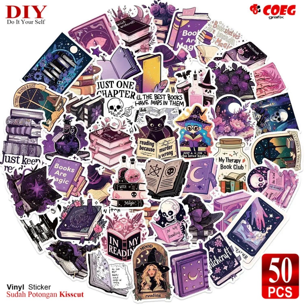 

50 PCS Stiker Purple Gothic Witch CG78 - Stiker Estetik untuk Pembaca Buku Dewasa, Laptop, iPad, Kindle, dan Dekorasi Tema Dark Romance Paper Stationery