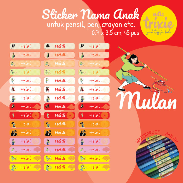 

Sticker Label Nama Pensil MULAN