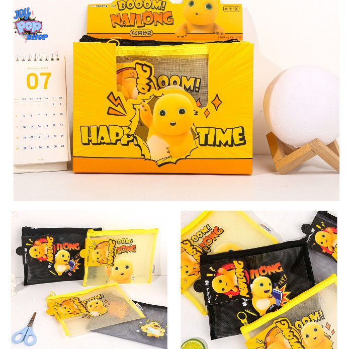 

Map jaring ukuran A5, Map jaring Nailong shinchan kartun lucu, Map penyimpanan kertas, organizer papper, tempat pensil jaring, tempat penyimpanan kertas A5 risleting