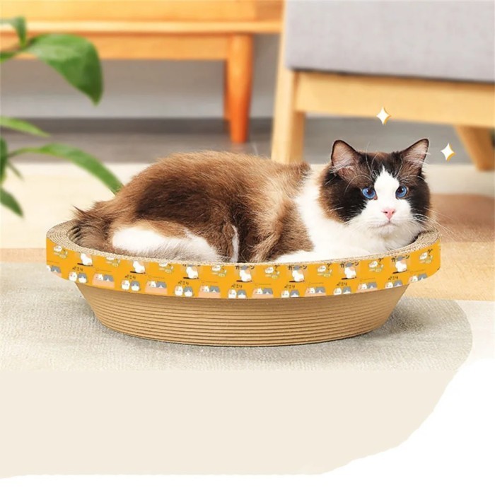 Papan Garuk Kucing Lingkaran Cat Scratcher Round Mainan Kucing Garukan Papan Garuk #9