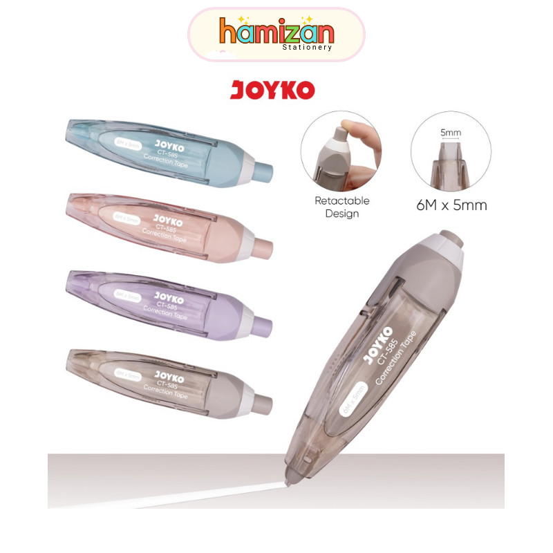 

( 1 pcs ) CT585 Tipex Kertas Cetrek Joyko / Retactable Correction Tape 6 Meter x 5 mm / Pita Koreksi Joyko CT-585 6M x 5mm / Tipe X kertas Cetrek / Pita Koreksi Correction Tape Joyko CT-585 Murah Berkualitas
