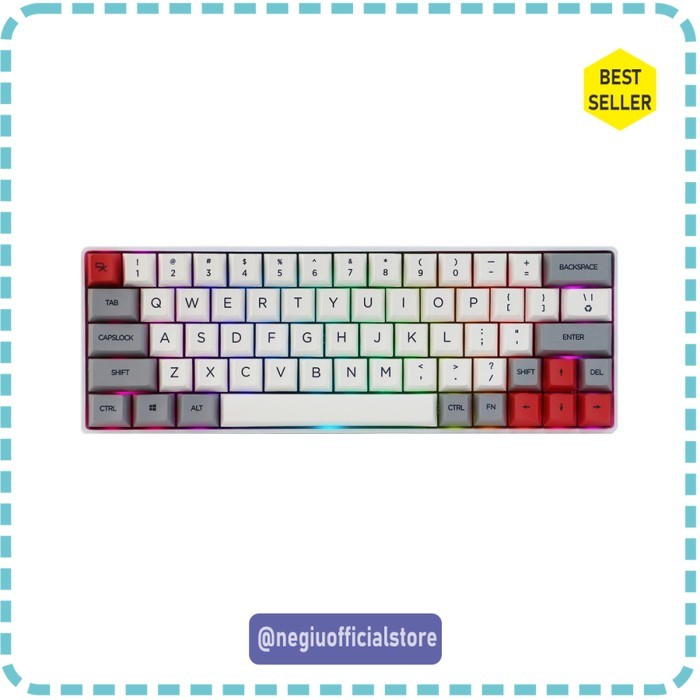 (TTP) Rexus Daxa M64 Ultimate Keyboard Bluetooth Gaming Mechanical - Putih, Jwick T1 Blue