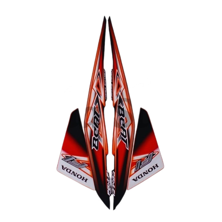 STIKER STRIPING STANDART HONDA BEAT FI 2013 ORANGE | STIKER BODY HONDA BEAT FI 2013 ORANGE HITAM