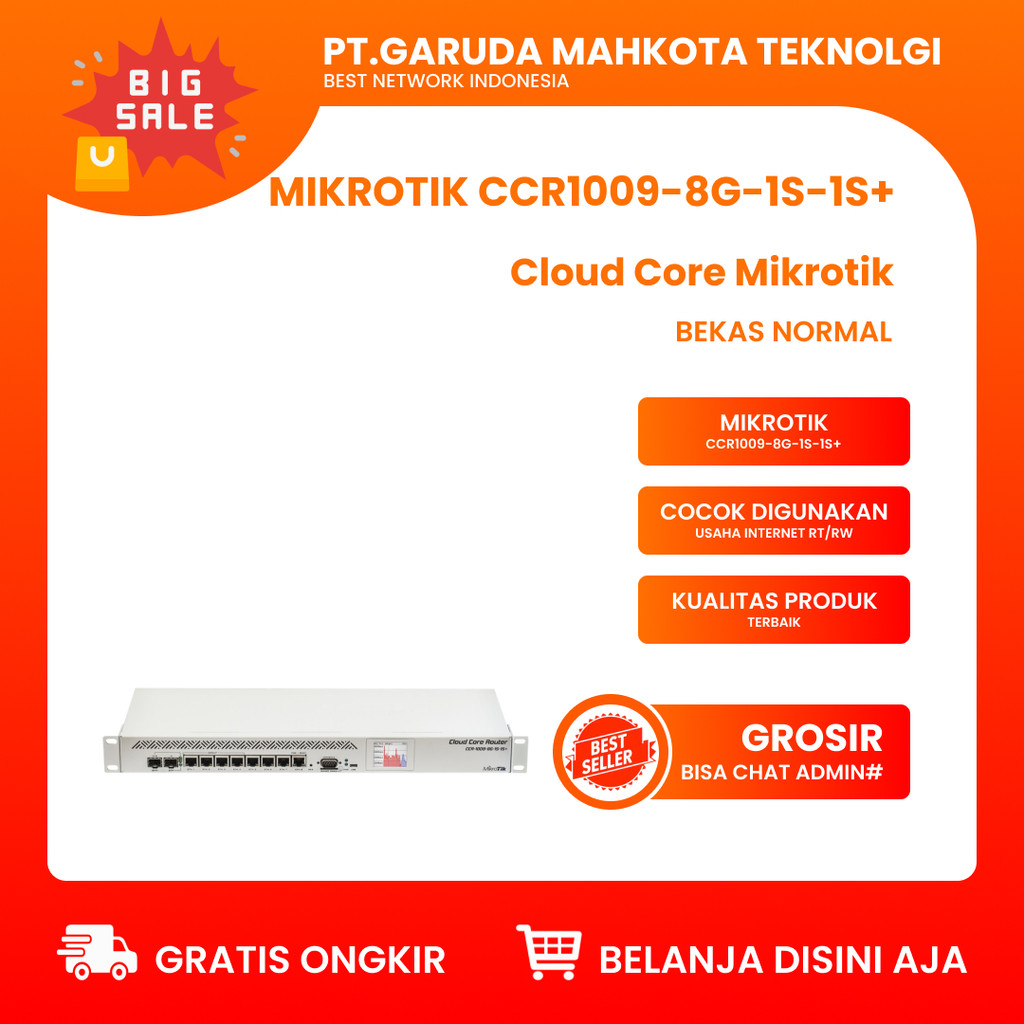 Mikrotik CCR1009-8G-1S-1S+ Cloud Core Mikrotik Bekas original