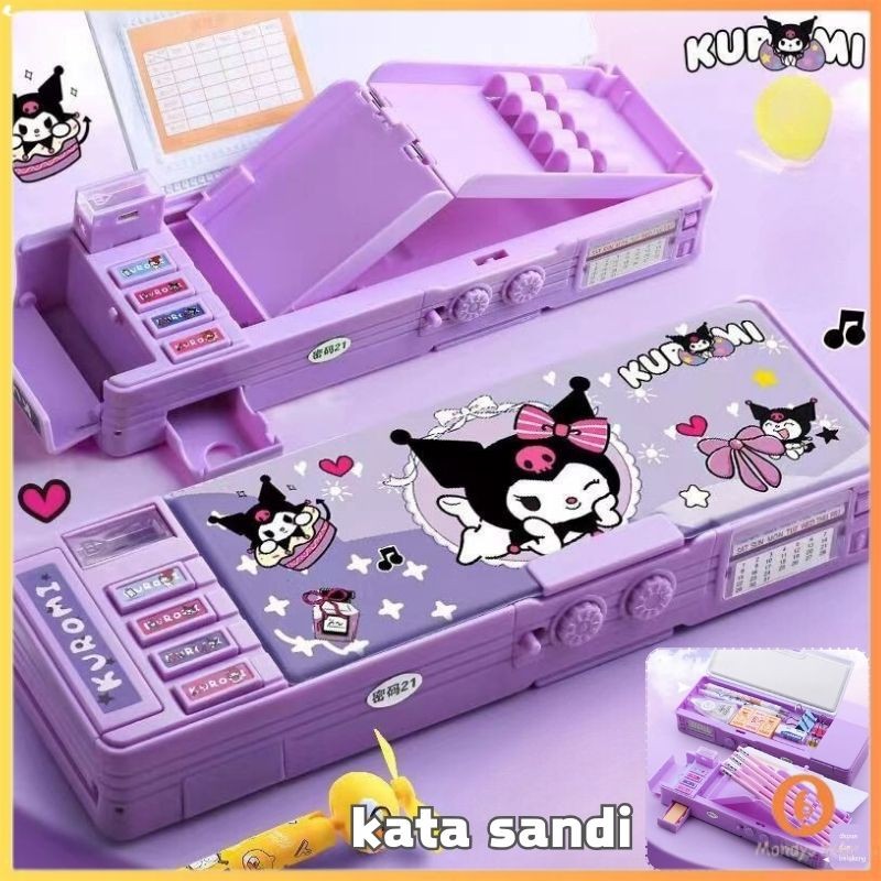 

[Penjual Lokal] kotak pensil anak perempuan kotak pensil kuromi kotak pensil multifungsi Kotak Alat Tulis Kunci Kode