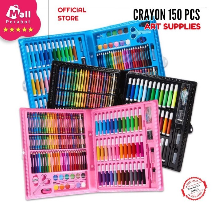 

[New Arrival] Crayon Anak Set Isi 150 208 Pcs Pensil Warna Alat Lukis Set Krayon - Hitam, 150 PCS