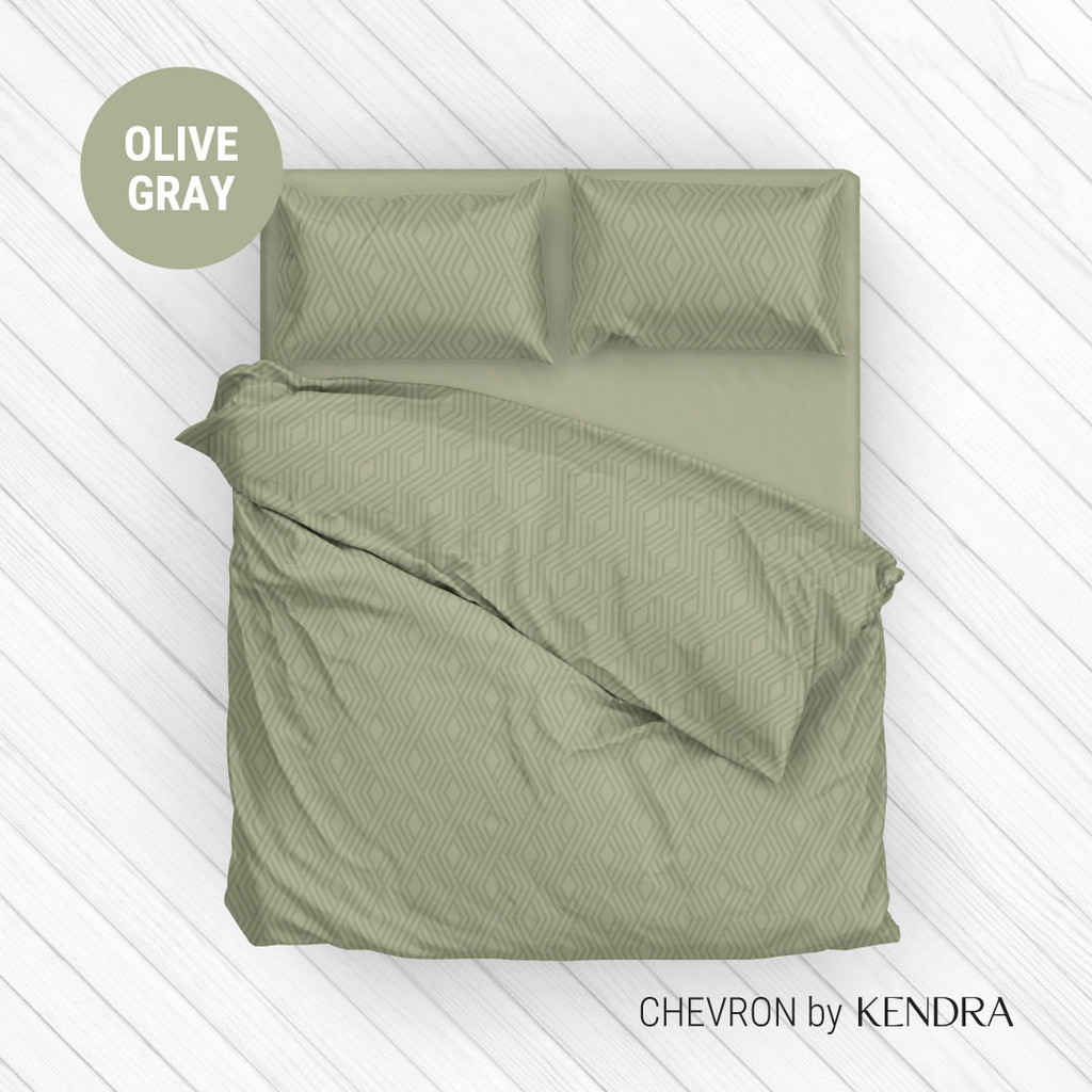 KENDRA Embossed CHEVRON Sprei Set / Bedcover Set Olive Gray