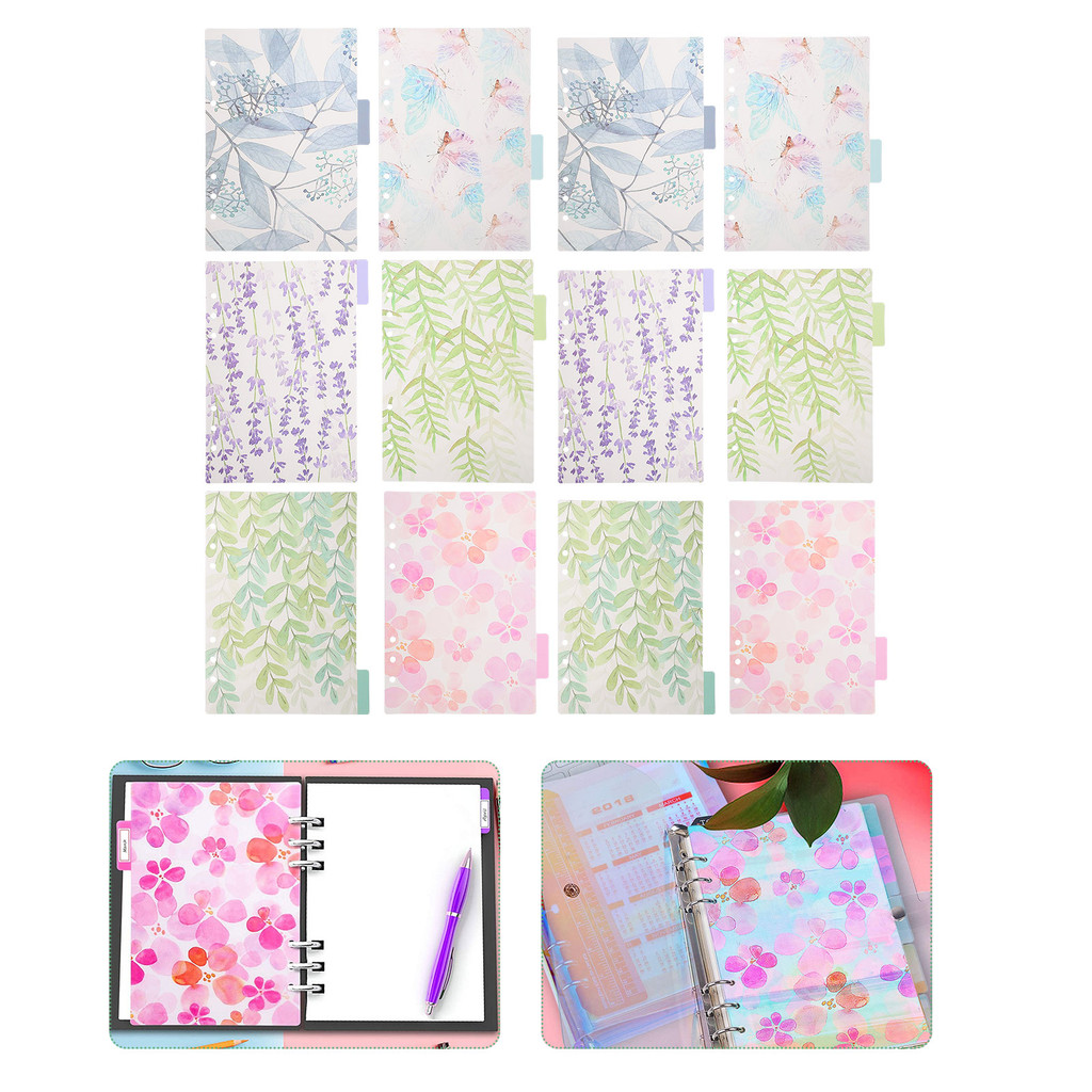 

2 Sets Binder Dividers Insertable Page 6 Rings Translucent Binder Cards for Notebook Travel Diary Journal Planner A5 A6