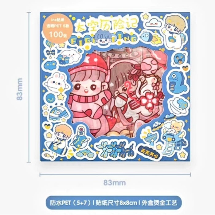 

GROSIR JUALAN 100 BUKU Stiker MOMO 100 Lbr Sticker Korea PET Mainan - ASTRONOT -KECIL