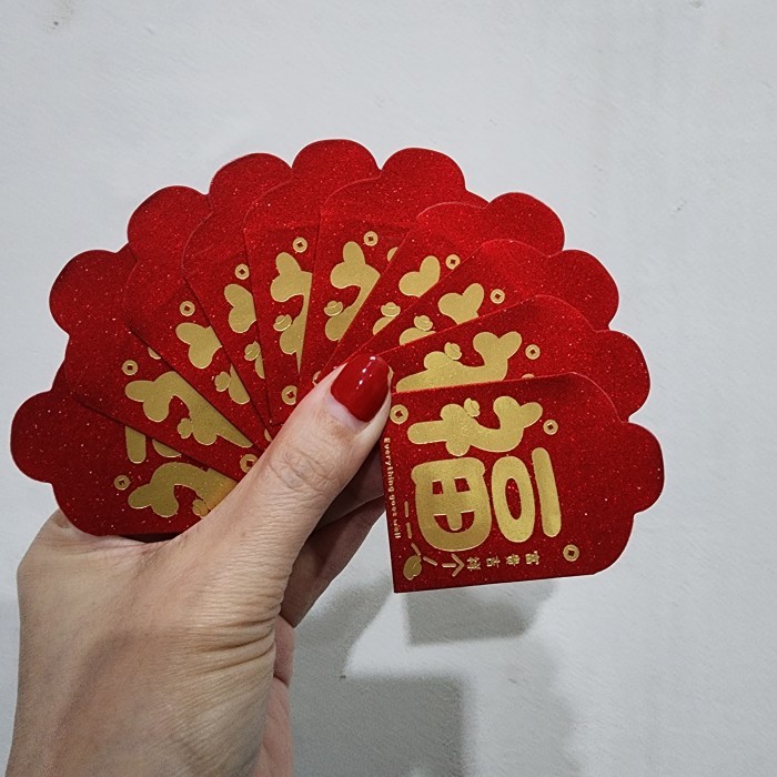 

Angpao Gantung Mini Ampao Fu Merah Kecil Murah Ampau Tali Merah Imlek - FU MOTIF ISI 10