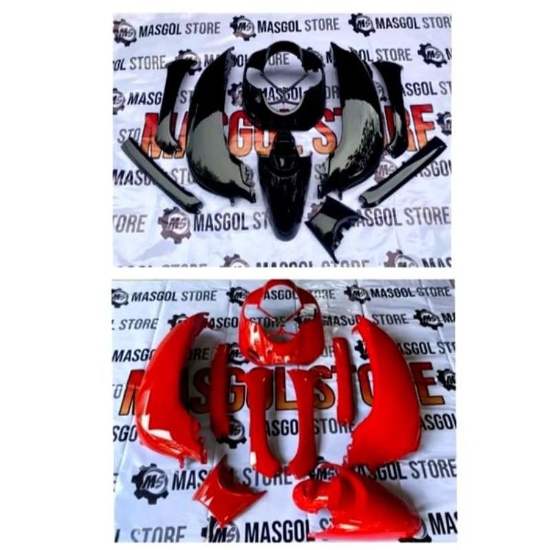 Cover body halus Scoopy fi 2017 2018 2019 2020 Scoopy donat Merah Hitam