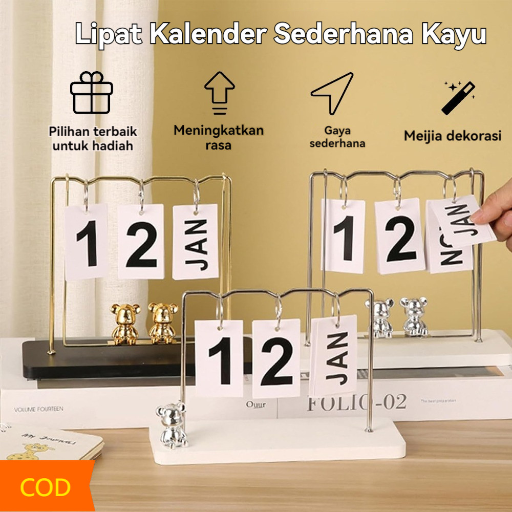 

(COD) Beruang Kalender Ornamen Ruang Tamu Ruang Kantor Kalender Desktop Kantor Kreatif Kerajinan Logam Besi Eropa Bear Calendar Ornament Living Room Office Desktop Calendar Creative European Iron Metal Crafts