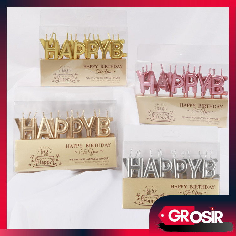 Grosir - Li5569 Lilin Tulisan Happy Birthday / Lilin Kue Ulang Tahun / Birthday Candle / Cake Topper