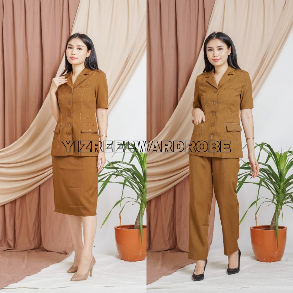 BAHAN PREMIUM / Blazer Wanita / Seragam PNS / Baju Dinas Pemda / Baju Khaki PNS Wanita / Baju ASN / 