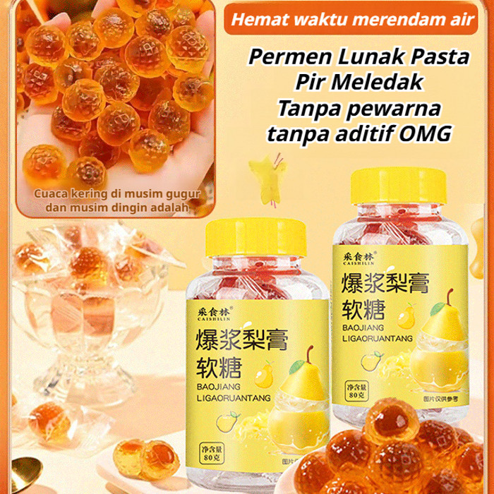 

✨(Beli 1 Gratis 2）Permen Pelega Tenggorokan Rasa Buah Pir Yang Meledak/Permen Pelega Tenggorokan Rasa Buah Pir Pear paste throat lozenges/mint lung lozenges 80g