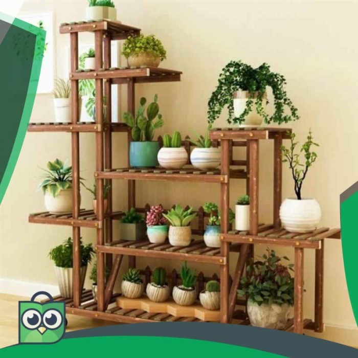 Spesial Promo Rak pot kayu besar Elegan