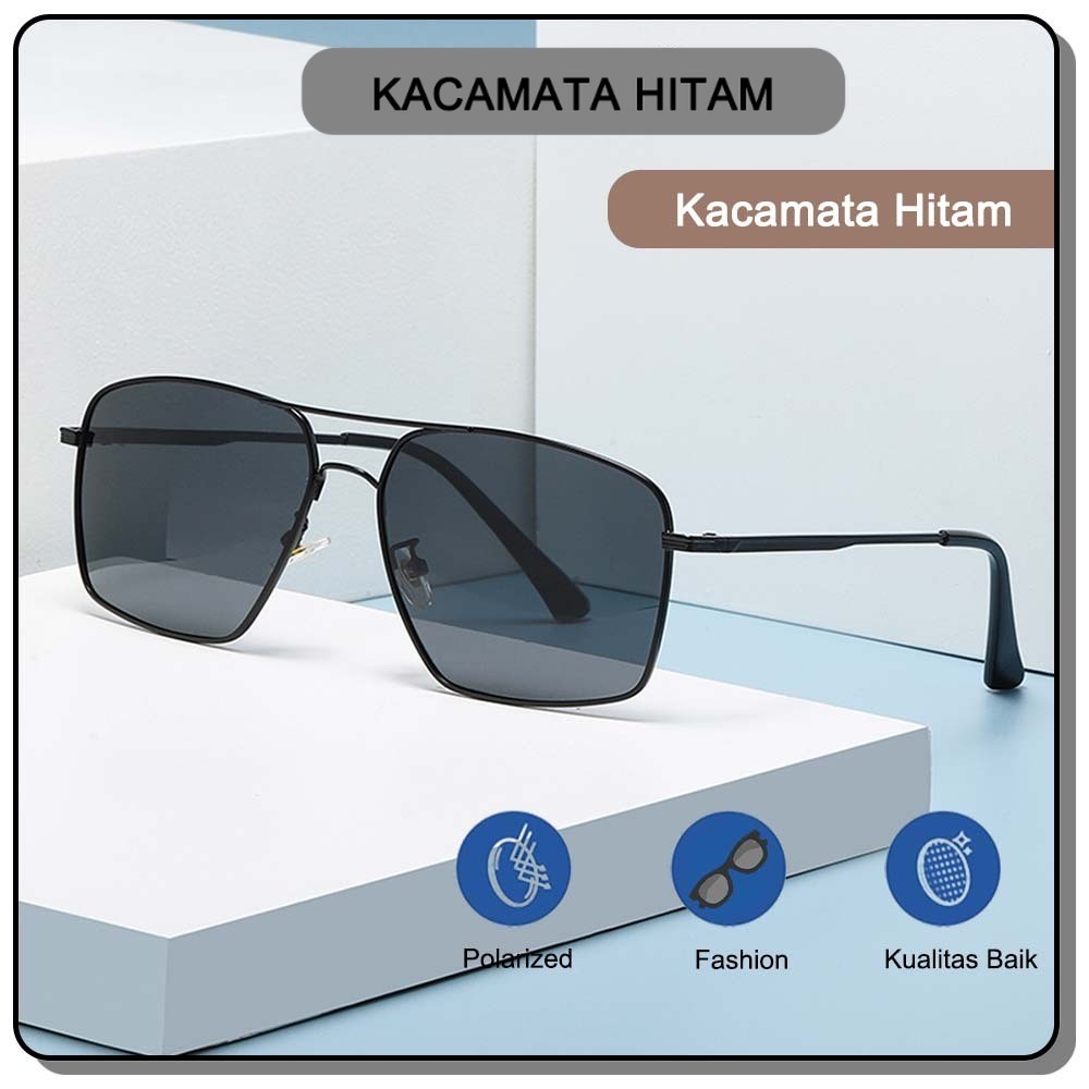 Viendo Frame Kacamata Hitam Polarized Pria Cowok  Wanita Retro Keren Aviator Besi Anti Sinar Matahar