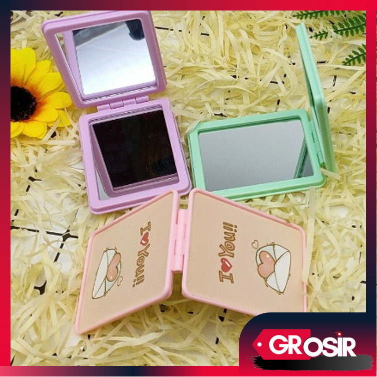 Grosir - C5320 Cermin Lipat Dua Sisi / Cermin Mini / Cermin Lipat Mini Model Petak & Bulat / Cermin 