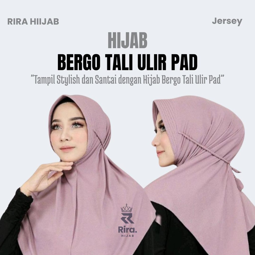 Jilbab Tali Ulir Jersey Premium Bergo Panjang Muslim Kerudung