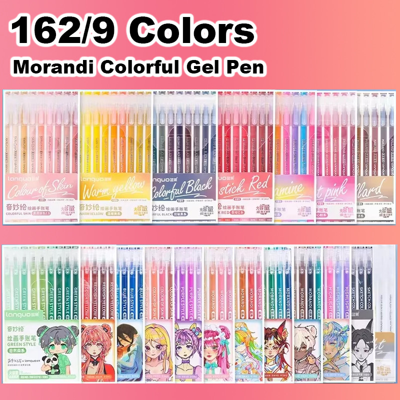 

162/9 Colors Kawaii Morandi Gel Pen For Drawing Highlighter Student Diary Scrapbook Painting Office School Stationery Supplies