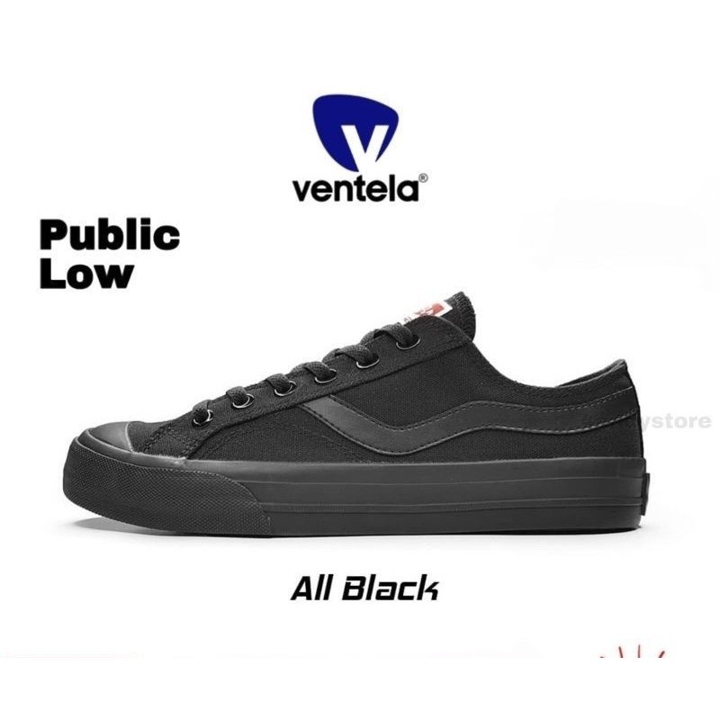 SEPATU VENTELA LOW PUBLIC NATURAL / SEPATU VENTELA HITAM FULL / Sneakers Tali Kuliah Simple Kekinian
